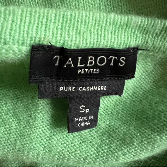 Talbots 100% Cashmere green long sleeve petite sweater size sp - Picture 7 of 8